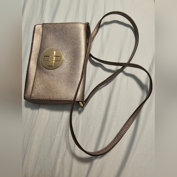 Kate Spade Newbury Lane Sally Saffiano Leather Pewter crossbody purse EUC - Picture 12 of 16